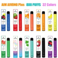 퍼프 800 aivono AIM Plus 일회용 E 담배 2% 5% 0% 강도 550mAh 배터리 3.2ml 사전 채워진 퍼프 Sigarette 32 색상