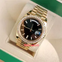 BF 제조업체 시계 새 버전 18K 옐로우 골드 다이아몬드 베젤 40mm 다이얼 자동 패션 남성 시계 손목 시계 없음 상자