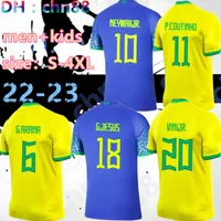 S-4XL 22 23 voetbalshirts Paqueta Brazili￫ 2022 2023 Bruno G. Coutinho voetbalshirt Jesus Marcelo Pele Casemiro Brasil Maillots Vini Jr Camisas de Futebol Mens Kids Kids Kids