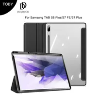 Dux Ducis Toby Serisi Otomatik Uyku Samsung Tab S8Plus X800/X806/S7 FE T730/T733/T736B/S7PLUS T970/T976B S kalem tutucusu ile şeffaf arka kapak
