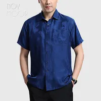 Men&#039;s Casual Shirts Novmoop 2022 Design Men&#39;s Natural Silk Short Sleeve Shirt Camisa De Seda Los Hombres LT3234Men&#039;s