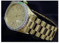 Lyxmodiger Toppkvalitet 18K Yellow Gold Diamond Dial Bezel 18038 Titta på Automatisk herrares Watch Woman Wristwatch