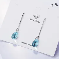 Legria penzolante Silver Natural Blue Austria Crystal Crystal Drop Earrings for Women Aretes de Mujer Gemstone Oreccchini Garnet EarningsDangle
