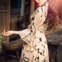 Casual Dresses 2022 Summer Woman Romantic Floral Gorgeous Chiffon Dress Elegant Female Long Classy Socialite Ruffles Maxi DressesCasual