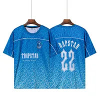Trapstar Short Sleeve T-Shirt Round Neck Shirt Blue Jersey Men's Ladies Coon Casual Fashion زوجين