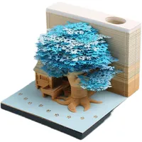 Otros suministros para la fiesta de eventos OMoshiroi Block 3D Sticky Novelty Treehouse Tarjeta Nota Flip Box Flip Shaped Die Cut Stickers Memo Pad Gift Dec