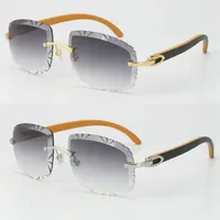 Metal Vintage Rimless Wood Black Mix Orange Sunglasses Men Women with C Decoration Wire Frame Unisex Luxury Eyewear for Summer Out242g