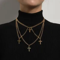 Pendant Necklaces Retro Multi Layered Cross Necklace Punk Simple Personality Classic Clavicle Chain Fashion Metal Accessories For UnisexPend
