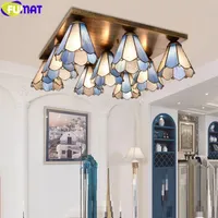 Fumat Tiffany Style Multi Sufit Lampa witraże żyrandol Nordic Light Decor Ręcznie Art Art Loft