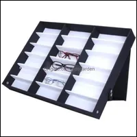 Jewelry Stand Packaging Display 18 Grids Glasses Storage Case Box Eyeglass Sunglasses Optical Organizer Frames Tray Drop Delivery 2021 L3C