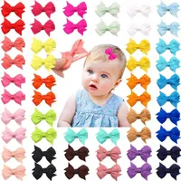 50 Pcs lot 25 Colors In Pairs Baby Girls Fully Lined Hair Pins Tiny 2" Hair Bows Alligator Clips For Little Girls Infants Tod232v