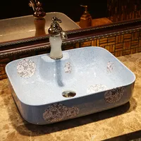Bthroom Counter Top Wash Basin Cloakroom Hand Painted Vessel Sink bathroom sinks art ceramic wash basin