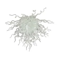 ホワイトムラーノスタイルのガラスペンダントランプLED光源シャンデリアモダンアートデコの天井装飾ハンディングシャンデリアリビングルーム