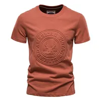 Aiopeson 인쇄 T 셔츠 남성 캐주얼 한 색상의 oneck Tees 남자 여름 고품질 스트리트웨어 100%면 T 셔츠 남성 220706