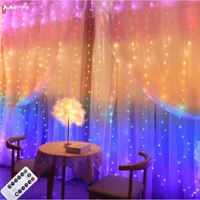 Streicher Fernbedienung LED -Vorhangketten Lichter 3 Meter Urlaub Party Weihnachtsfairy Fenster Bettrrom Dekorationsstreifen beleuchtet