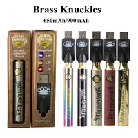 Brass Knuckles Vape Batteri 650mAh 900mAh Förvärmningsvariabel Spänning Vape Pennor Batterier med USB-laddare Förvärmning 510 Trådbatteri