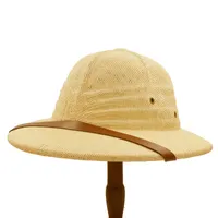 Wide Brim Hats 100% Toquilla Straw Helmet Pith Sun Summer Men Vietnam War Army Hat Dad Boater Bucket Safari Jungle Miners Cap 56-59CM