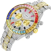 Mujeres de pulsera Mujeres Mujeres Relojes helados Diamond Hip Hop Hombres Luxury Luxury Gran Dial Quartz Wrist Watch Reloj Gold Reloj