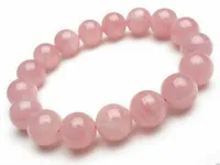 Natural 6/8/10 / 12 mm Rose Rose Quartz Round Gemstone Beads Bracelet 7.5 '' AAA