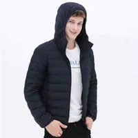 가벼운 다운 재킷 가을과 겨울 뉴 남자 후드가있는 짧은 얇은 섹션 청소년 코트 대형 3xL 캐주얼 재킷 따뜻한 L220728
