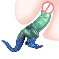 Masseur de jouets sexuels Dinosaur Dildo Monster réaliste avec une forte tasse de tassement en silicone anal S flexible coq jouet pour les femmes