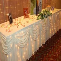 Moda cor branca de cor gelo seda mesa sólida saia mesa de casamento rodapé de 20 pés de comprimento decoração de festas de casamento de aniversário de bebê suprimento de chá de bebê236w