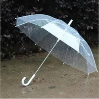 Toptan Şeffaf Renkli Şemsiye Temizle PVC Uzun Saplı Yağmur Geçirmez