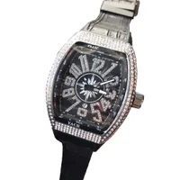 Relógio de negócios de luxo masculino com relógios de pulseira de borracha de movimento britânico de diamantes