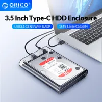 ORICO Transparent HDD Enclosure Case for 2.5 3.5 HDD SSD SATA to USB 3.1 Type C 6Gbps for External HD Hard Disk Drive Box 16TB