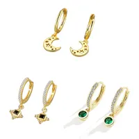 Hoop Huggie Zircon Hollow Star Moon Tiny Cross Earrings Small For Women Korean Fashion Jewelry Charms Kolczyki Arets Piercinghoop