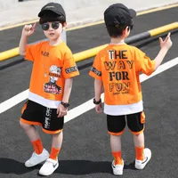 Dzieci Summer Boys Ubrania Zestaw T -koszuli Spodnie Przypadkowe sport