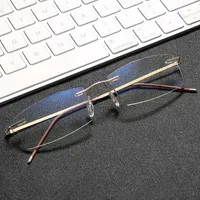 Güneş Gözlüğü Erkek Kadın Anti Mavi Işık Engelleme Okuma Gözlükleri Metal Çerçevesiz HD Lens Gözlük Reçetesi Presbbiyopik gözlükler Framesungla