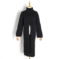 TwotWinstyle Split Black Sweter Kobiety z długim rękawem Turtlerek Knitted Tops Kobiece Ubrania Koreańskie zima 201203