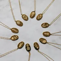 Ketens joolim high -end gouden afwerking geboortebloem hanger ketting roestvrijstalen trendy sieraden groothandel