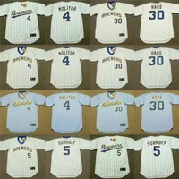 Chen37 C202 Milwaukee 4 Paul Molitor 5 BJ Surhoff 19 Robin Yount 23 Ted Simmons 30 Moose Haas Baseball Jersey Stitched