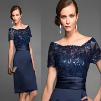 2020 Newest Short Navy Blue Mother Of The Bride Dresses Elegant High Quality Knee Length Short Wedding Party Gown276M