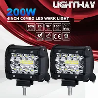 2pcs 4inch 200W CREE LED Work Light Bar Pods Flush Mount Combo Driving Lamp 12V 6000K 20000LM For Driving Offroad Boat Car222P