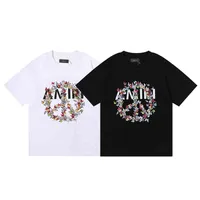 Camisetas de dise￱ador de gran tama￱o 2022 moda de verano Amirss amor y paz mariposa estampada hilo doble algod￳n puro camiseta de manga corta para hombres mujeres