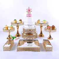 Other Bakeware 4-9pcs Crystal Metal Cake Stand Set Acrylic Mirror Cupcake Decorations Dessert Pedestal Wedding Party Display Tray2258i