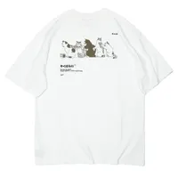 T-shirts voor heren 2022 t-shirts Harajuku Grappige Japanse wrijven bad Katten Print Korte mouw Hip Hop Casual Streetwear Tees