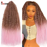 Kostümzubehör billig 28 Zoll Ozeanwelle Häkelgeflecht Haar Hawaii Afro Locken natürliche synthetische Flechten Haarverlängerungen Pink 613 Haare FO