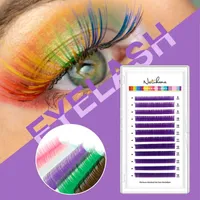 False Eyelashes Lashes Fast Ship Colored Eyelash Extension Individual Mink Colorful Rainbow Silk Fake For Makeup ToolsFalse