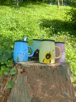 dehua renyi ceramic child cute mugs with spoon & lid carton cat home office milk cup