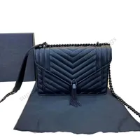 Bolsas de diseñador Mujeres Tasel Tote One Shoulque Crossbody Composite Cadena Bolso de mano Purso Classic Genuine Leather Bag 23cm
