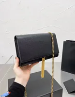 Mer färghandväska Kate Woc Chain Bag Cowhide Women Luxurys modedesigners väskor äkta läder kvinnlig koppling klassisk högkvalitativ tjej Tassel handväskor