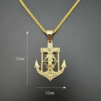 Hänge halsband Hip Hop Product Jesus Anchor Halsband guld silver färg rostfritt stål pirat marin krok män smycken gåvapendant