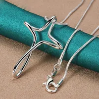 925 Sterling Silver Charm Snake Chain Woman Man Cross Pendant Necklace Wedding Engagement Party Jewelry Gift