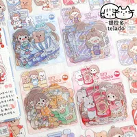 Gift Wrap Cute Junk Journal Deco Stickers Kawaii Girls Foods Transparent PET Sticker Scrapbooking Material Diary Phone Decoration
