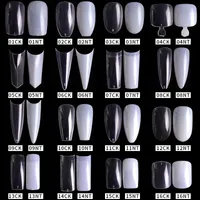 500st fulltäcke Falska naglar Akryl Clear Soak Off Press On Nail Tips 10 Storlek för Manucure Salon Hemanvändning