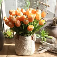 Dekorative Blumen Kränze 34 cm künstliche Tulpen gefälschte Kunstpu -Blumener Real Touch Flower Arrangement Home Party Hochzeitsdekoration Mütter